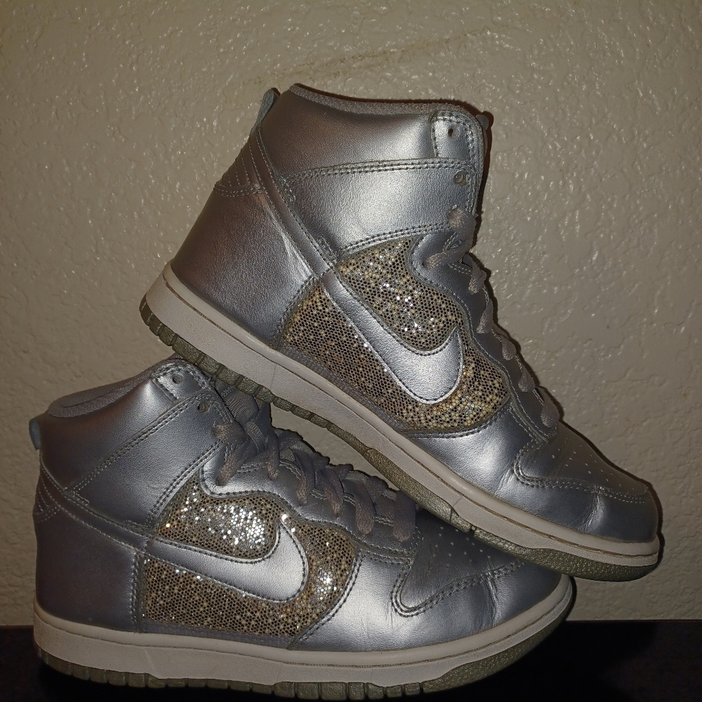 Nike Dunk High Silver Glitter Womens 7.5